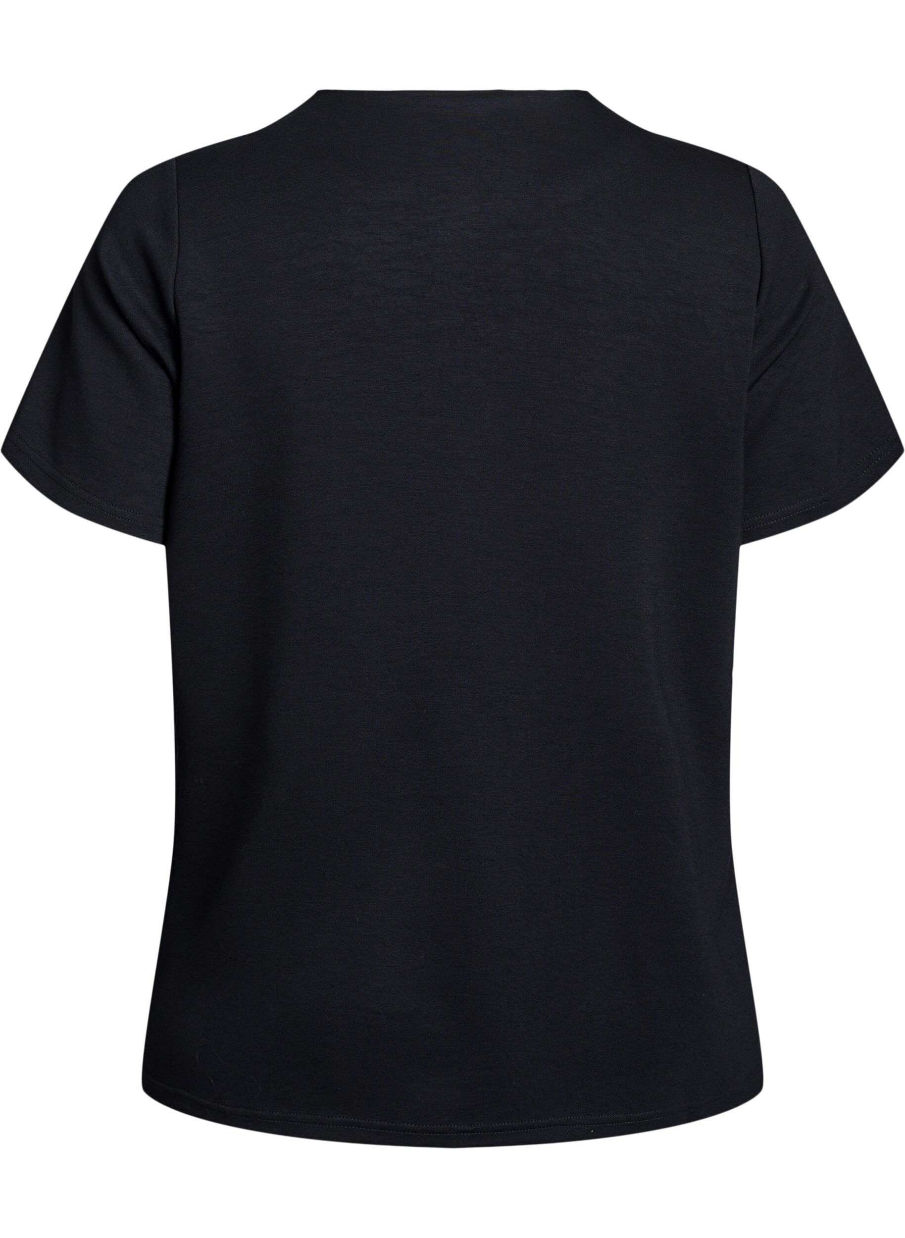 ZizziBlouse met korte mouwen en knoopdetail, Zwart, Packshot image number 1