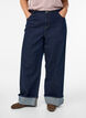 Straight-fit jeans met wijde pijpen en omslagen, Blauw, Model image number 2