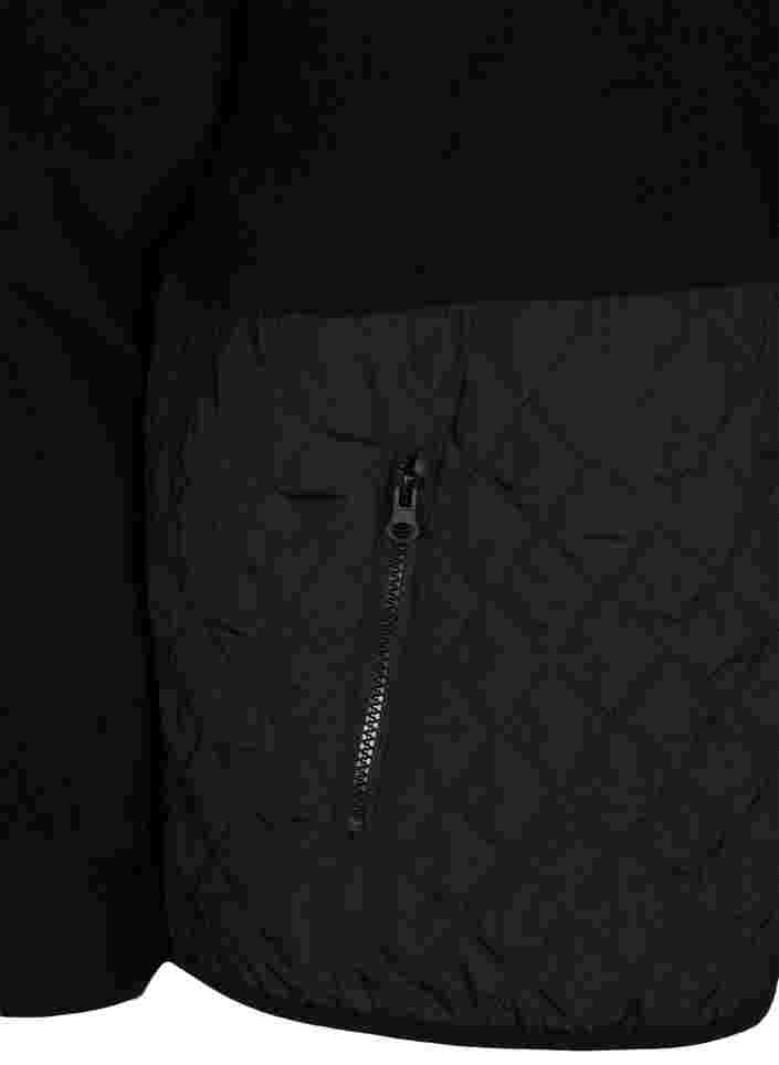 Sportjack in teddy en quilted stof, Black, Packshot image number 3