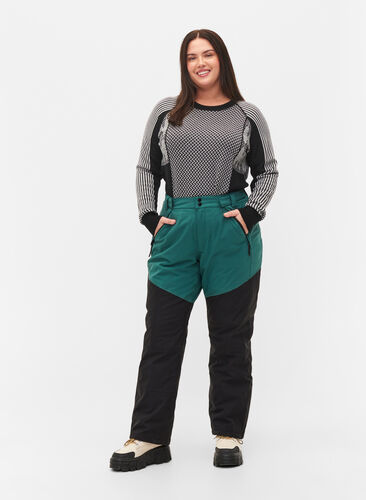 Pantalon de ski avec poches, Mallard Green Comb, Model image number 0