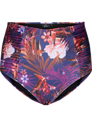 Gestreept bikinibroekje met hoge taille, Purple Flower, Packshot image number 0