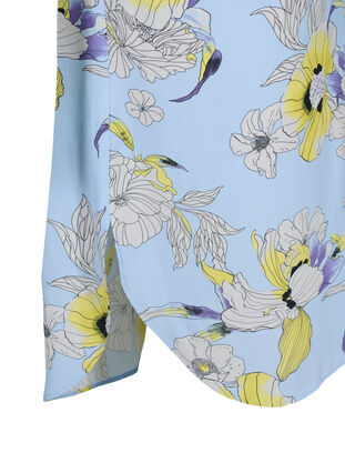 Lange viscose blouse met bloemenprint, Light Blue AOP, Packshot image number 3