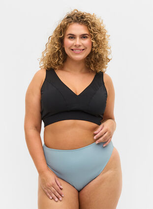 Culotte de bikini taï taille haute Bleu Taille 52 Zizzi