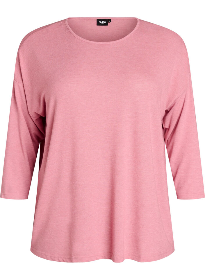 Blouse en jersey avec manches 3/4, Rose poudr&eacute;e, Packshot image number 0