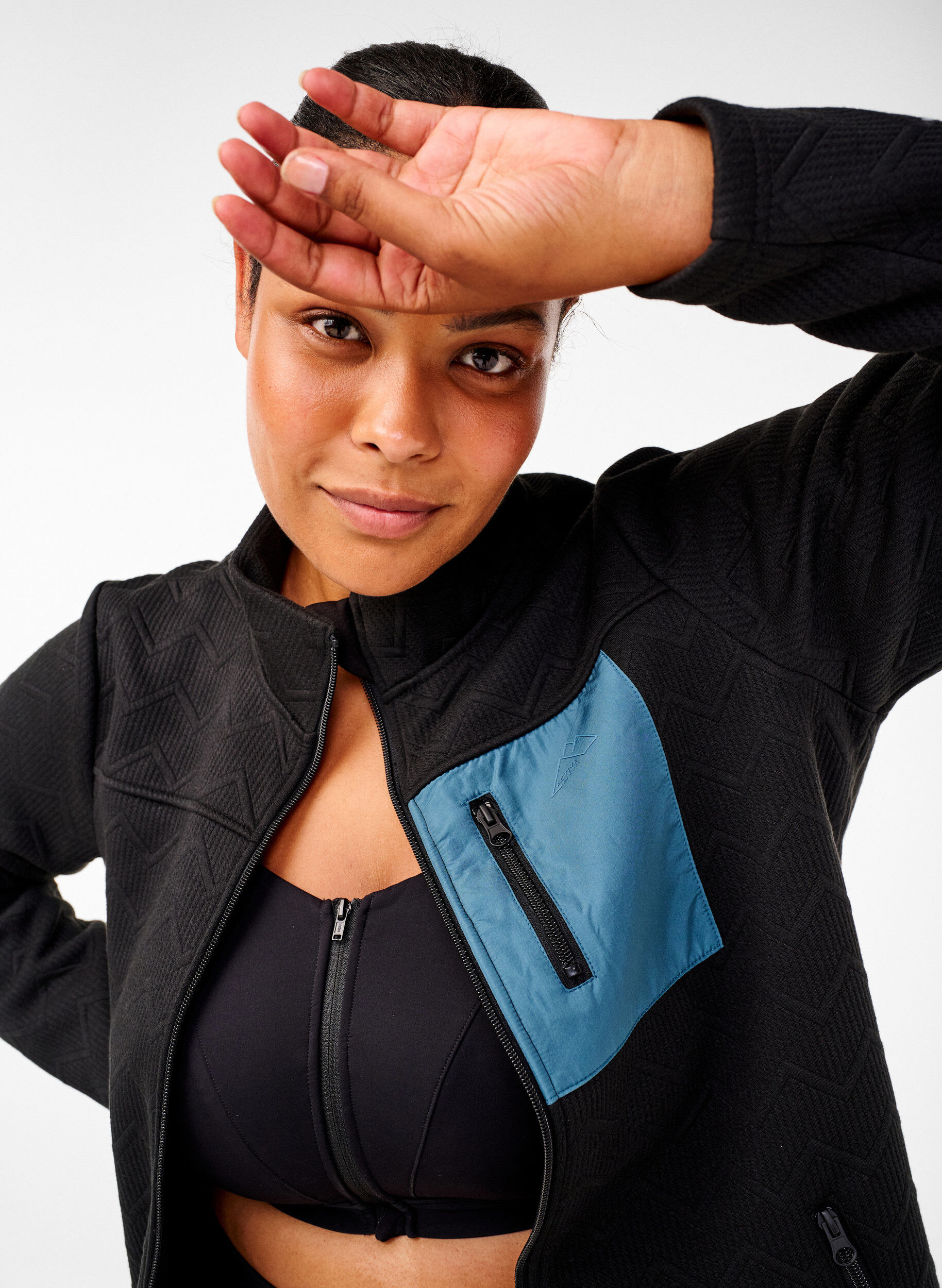 ZizziSportieve fleece jack met zakken, Zwart, Image image number 0