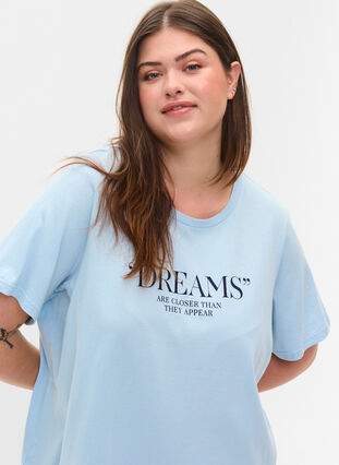 T-shirt de pyjama oversize en coton biologique, Cashmere Blue DREAMS, Model image number 2