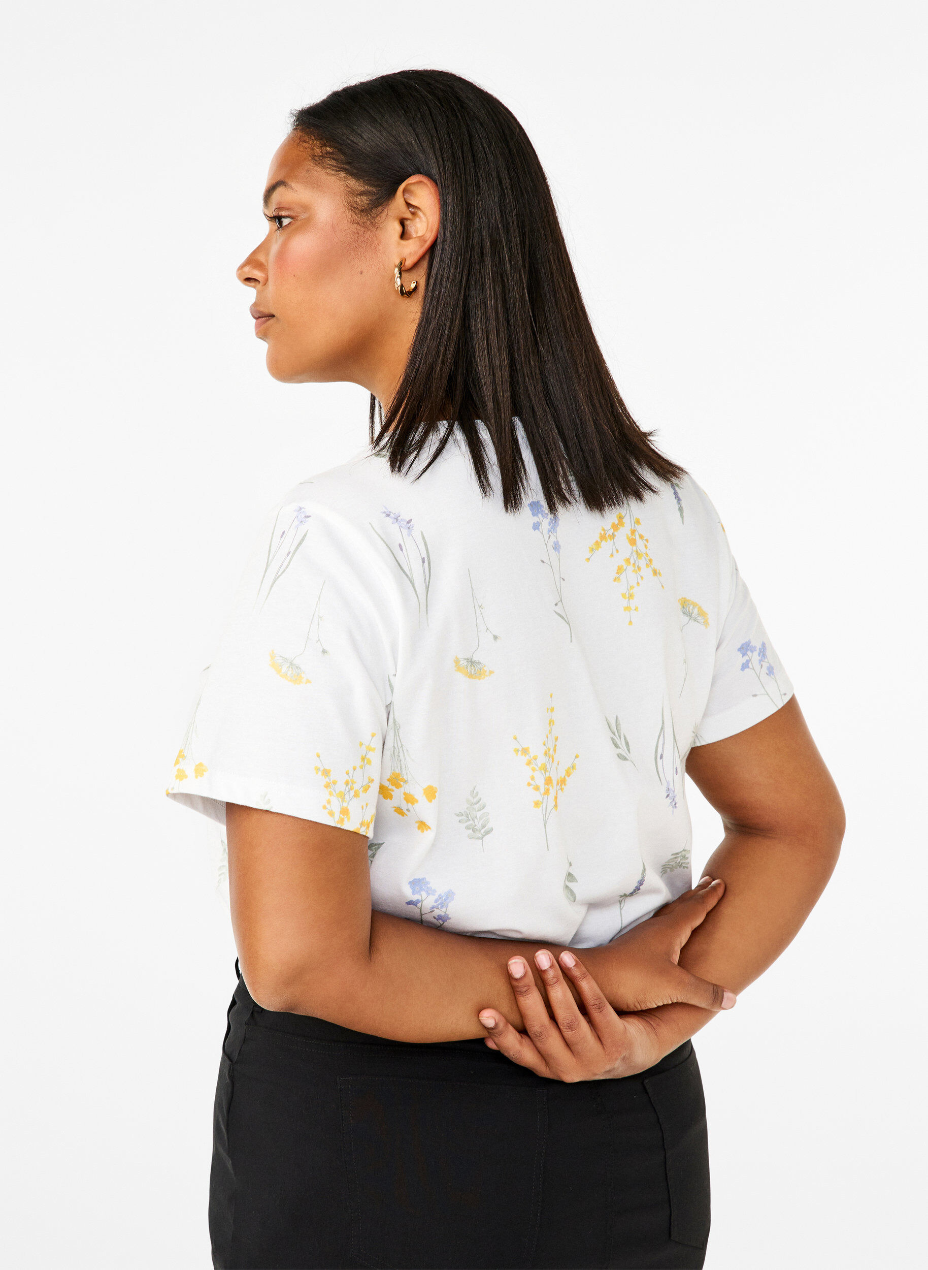 ZizziT-shirt van biologisch katoen met bloemenprint, Bright W. AOP, Model image number 1
