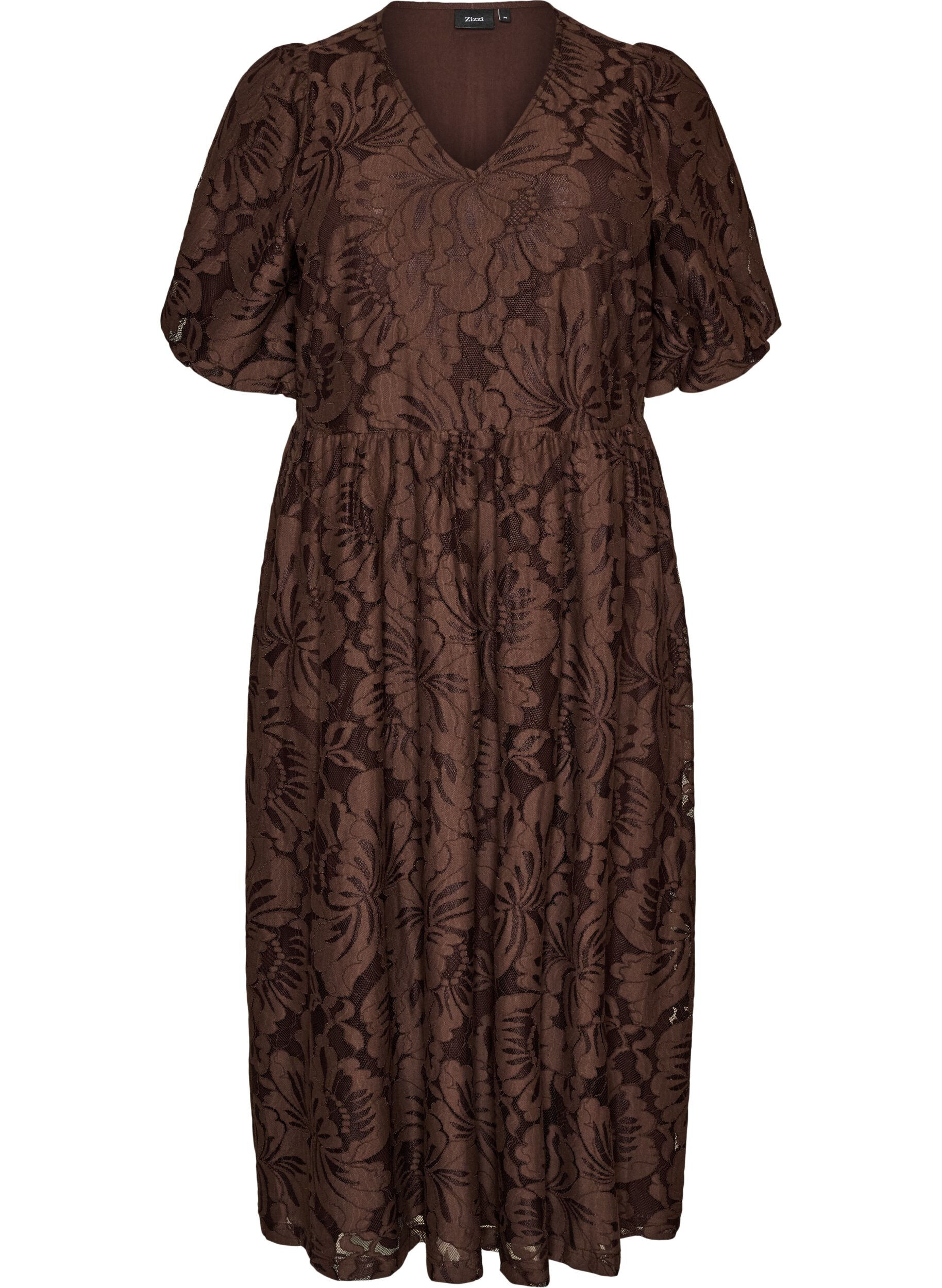 ZizziRobe midi en jacquard floral, Marron, Packshot image number 0