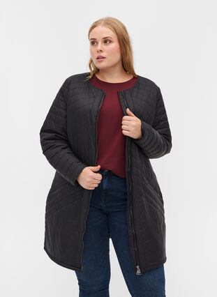 Gewatteerde lichte jas, Black, Model image number 0