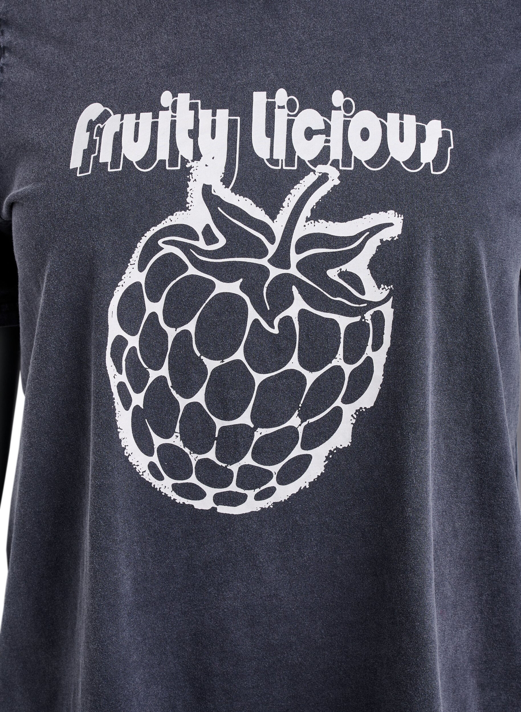 ZizziT-shirt in biologisch katoen met grafische print, Grijs, Packshot image number 2