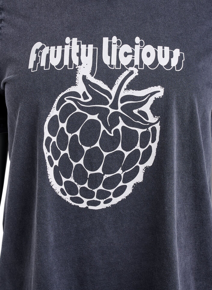 T-shirt en coton biologique avec impression graphique, Gris, Packshot image number 2