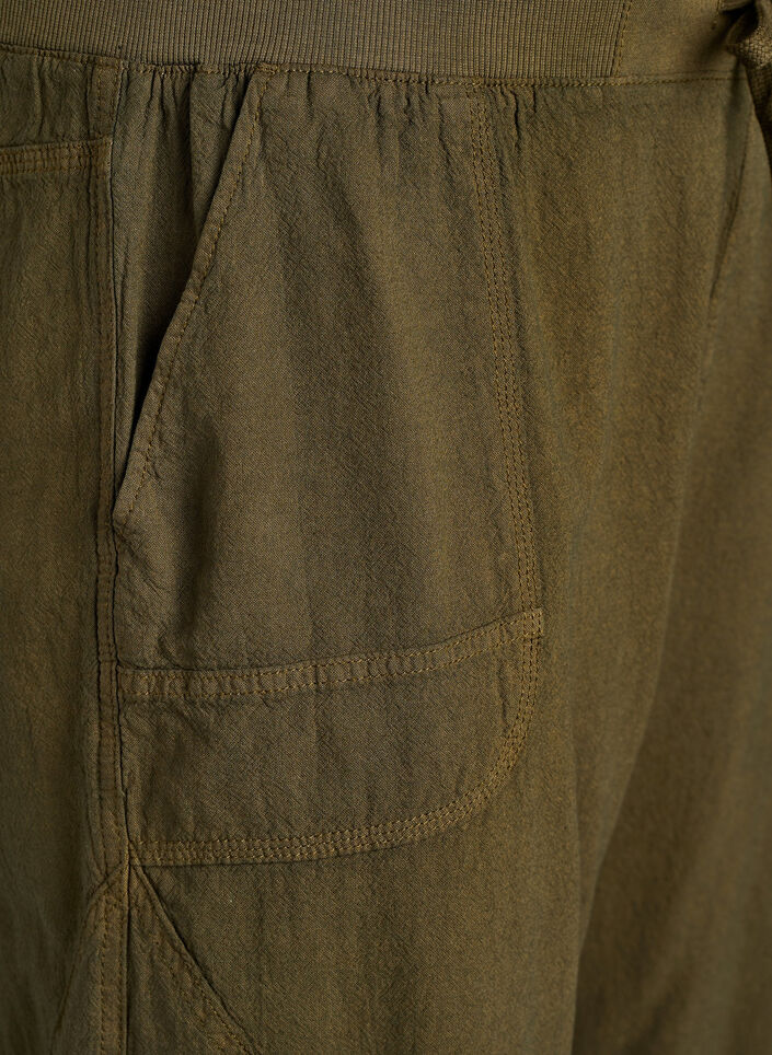 Pantacourt en coton, Vert fonc&eacute;, Packshot image number 2