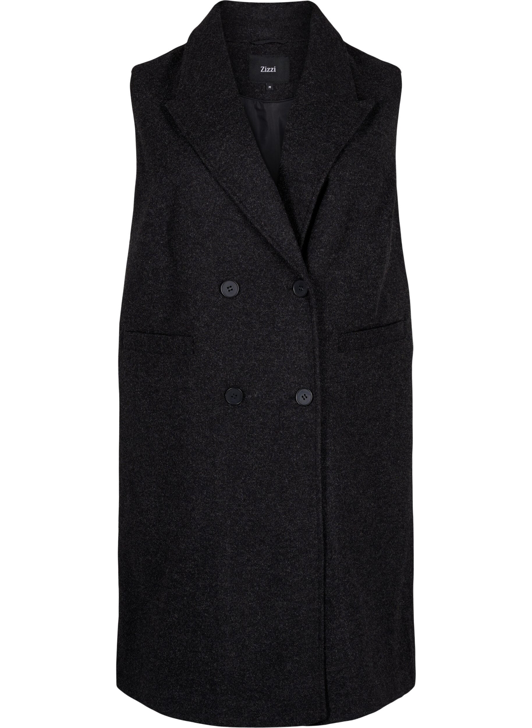 ZizziLang vest in wollen look, Dark Grey Melange, Packshot image number 0