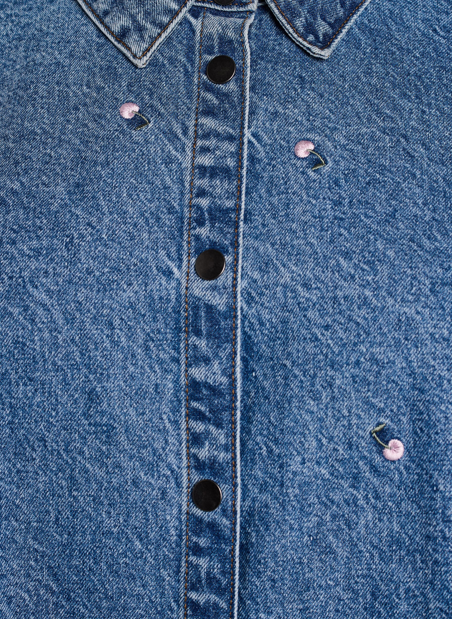 ZizziDenim overhemd met geborduurde motieven, Blauw, Packshot image number 2