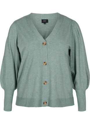 Cardigan en tricot avec fermeture à bouton, Chinois Green Mel, Packshot image number 0