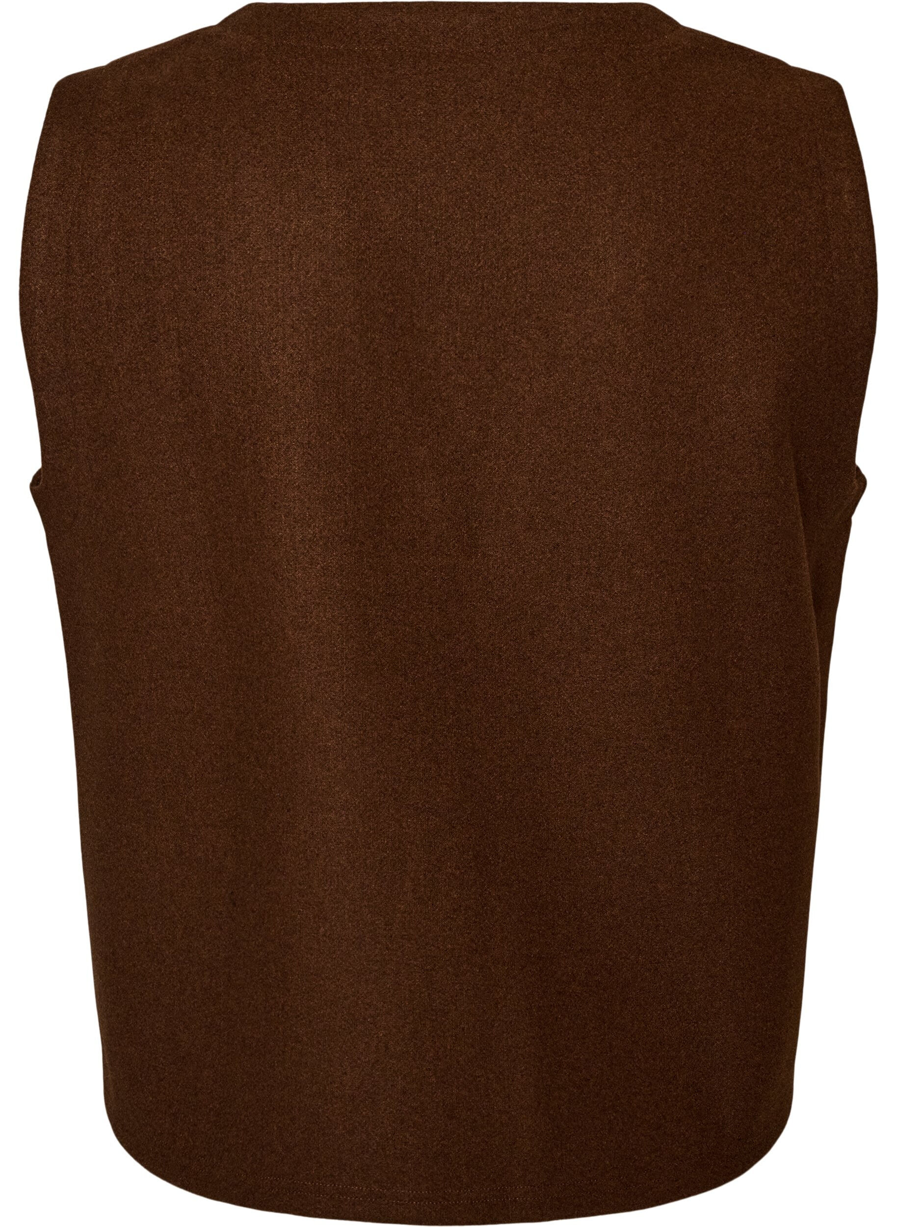 ZizziV-hals gilet met knopen, Bruin, Packshot image number 1