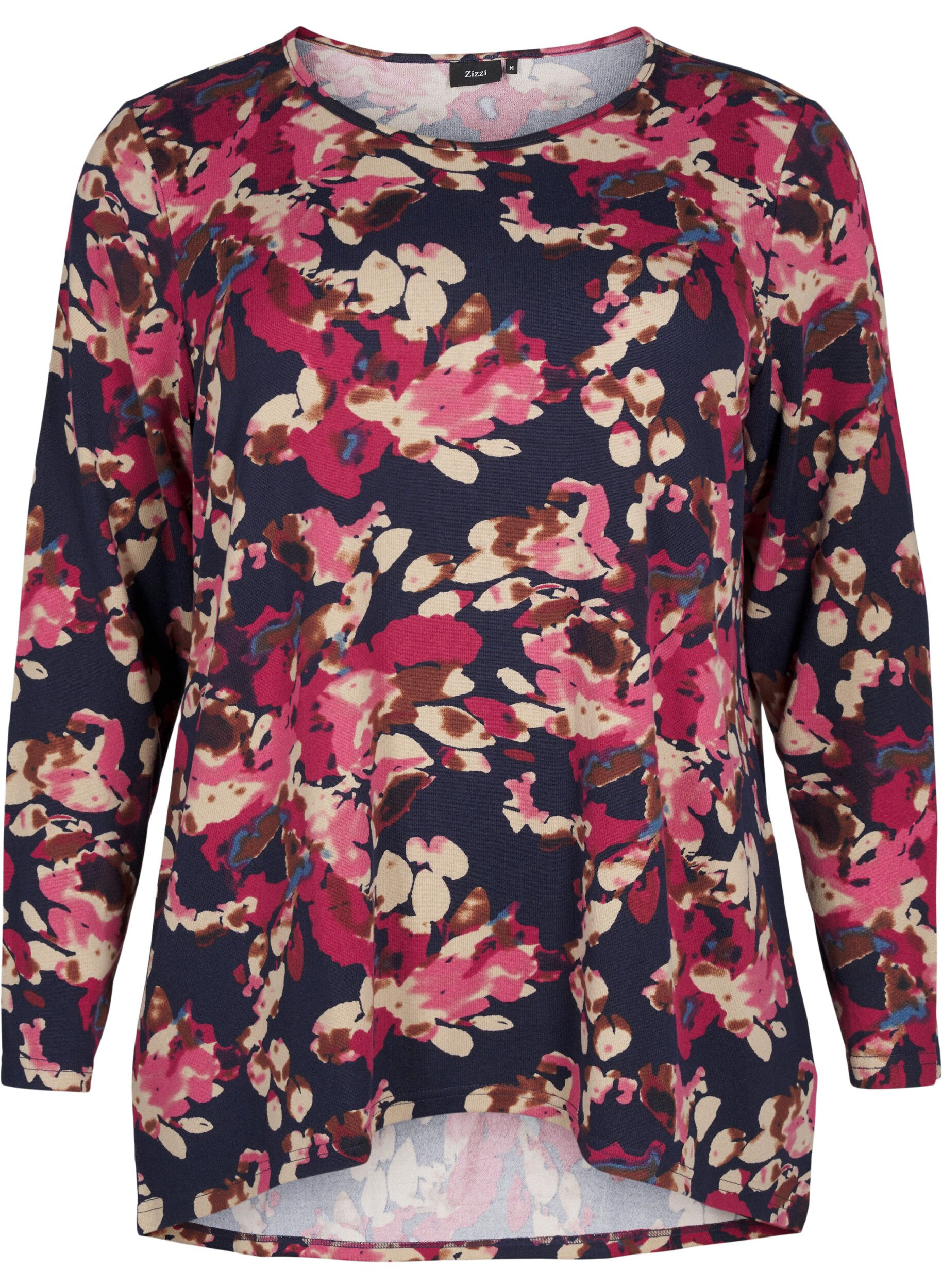 ZizziGebloemde blouse met lange mouwen, Blauw, Packshot image number 0