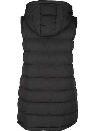 Lange vest met capuchon en knoopsluiting, Black, Packshot image number 1