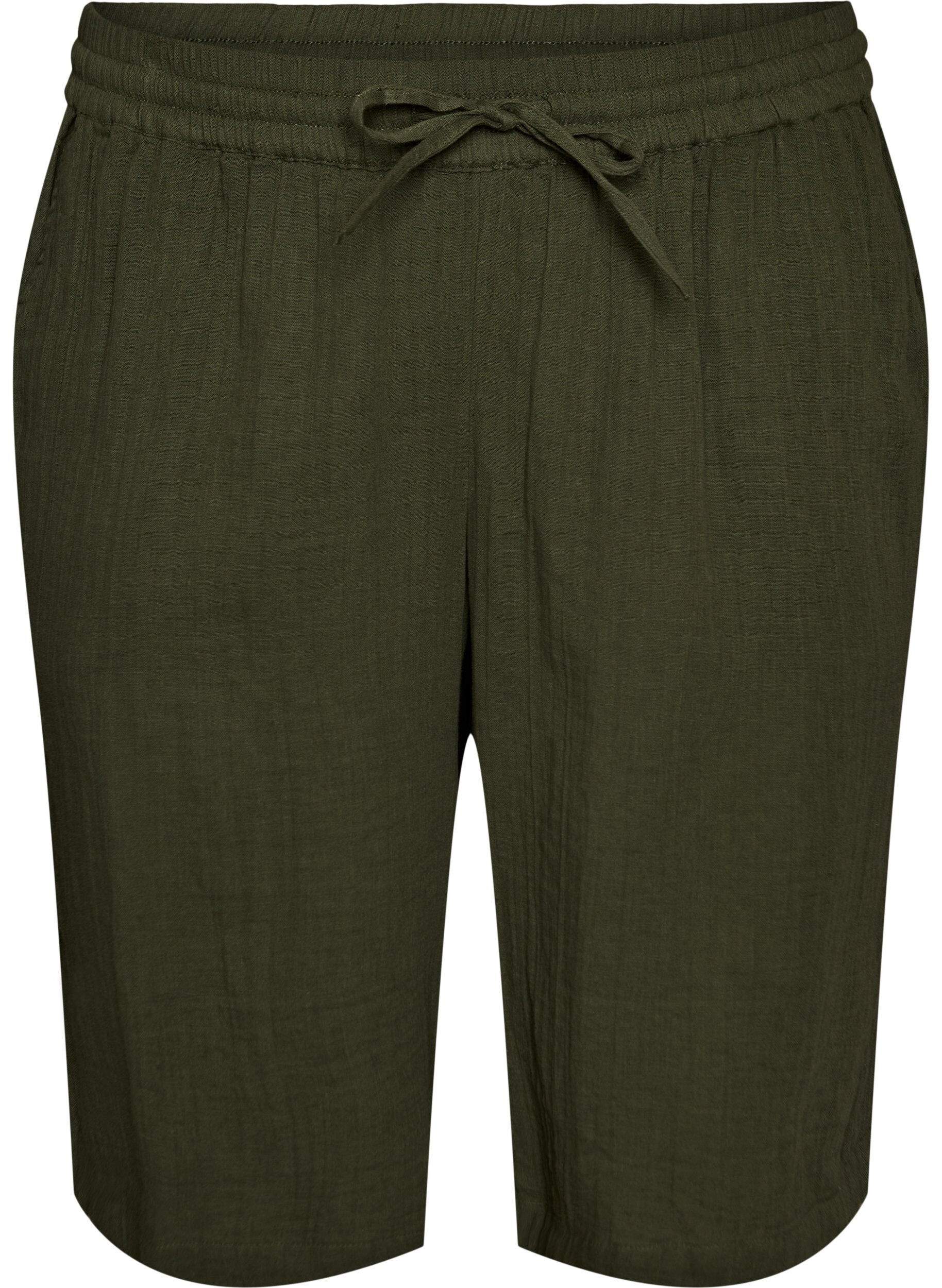 Los katoenen mousseline shorts met een hoge taille