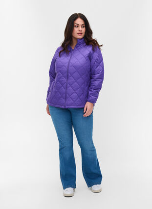 Gewatteerd lichtgewicht jack met rits en zakken, Ultra Violet, Model image number 3