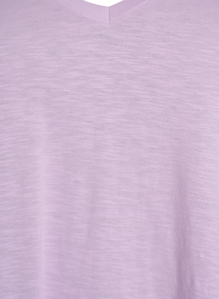 T-shirt basique &agrave; manches courtes et col en V, Mauve, Packshot image number 2