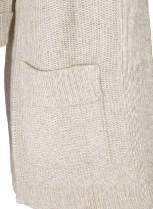 Lang gebreid vest met grote zakken, Pumice Stone Mel, Packshot image number 3