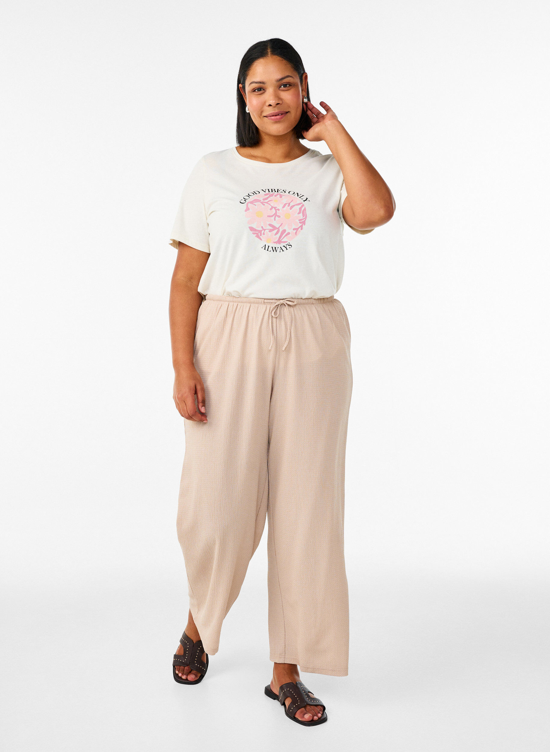 ZizziT-shirt met print, Vanille, Model image number 1