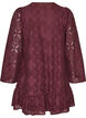 Robe en dentelle avec manches longues et ourlet &agrave; volants, Bordeaux fonc&eacute;, Packshot image number 1