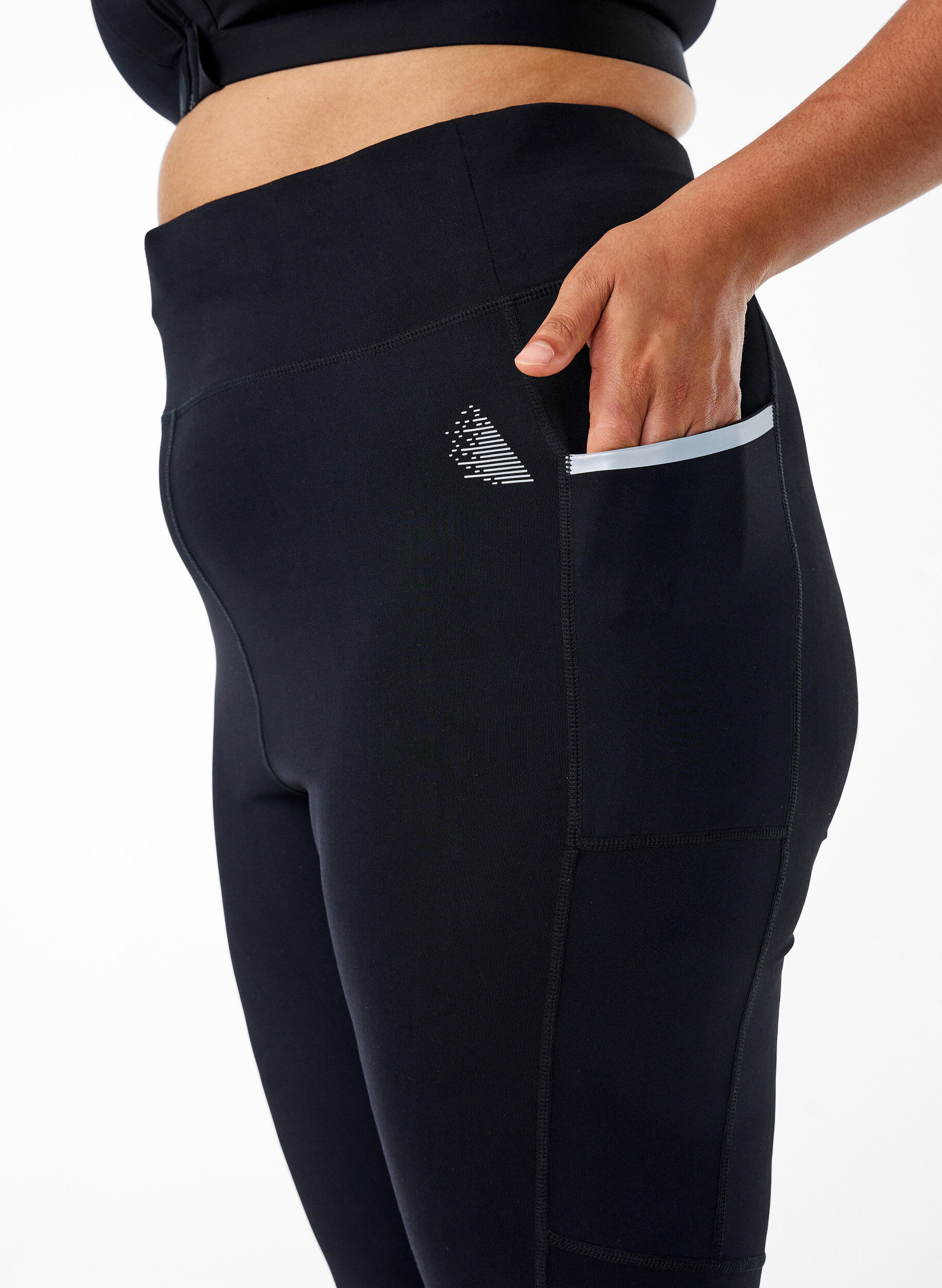 ZizziRunning tights met lichte compressie en zijzakken, Zwart, Model image number 3