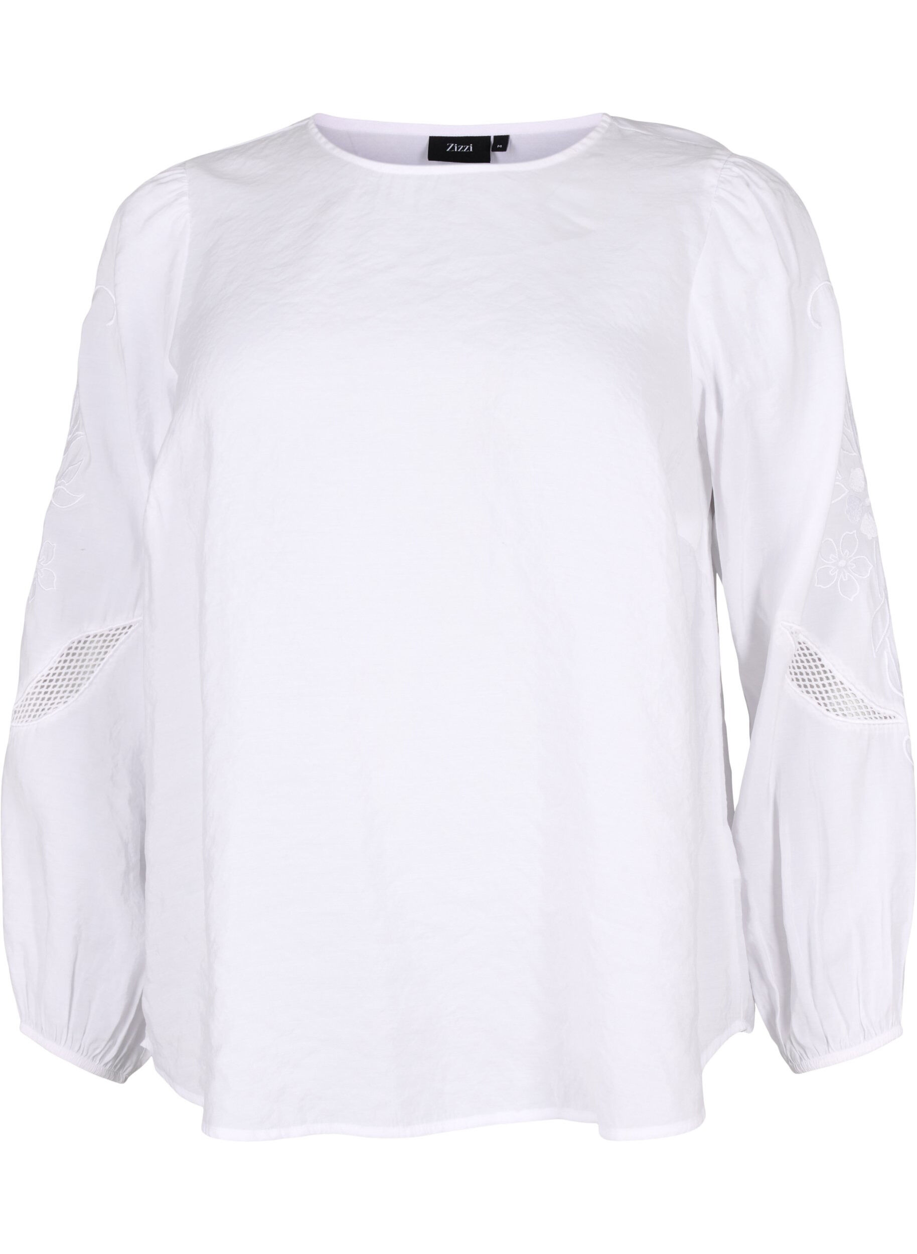 ZizziBlouse van Tencel&trade; Modal met geborduurde details, Bright White, Packshot image number 0