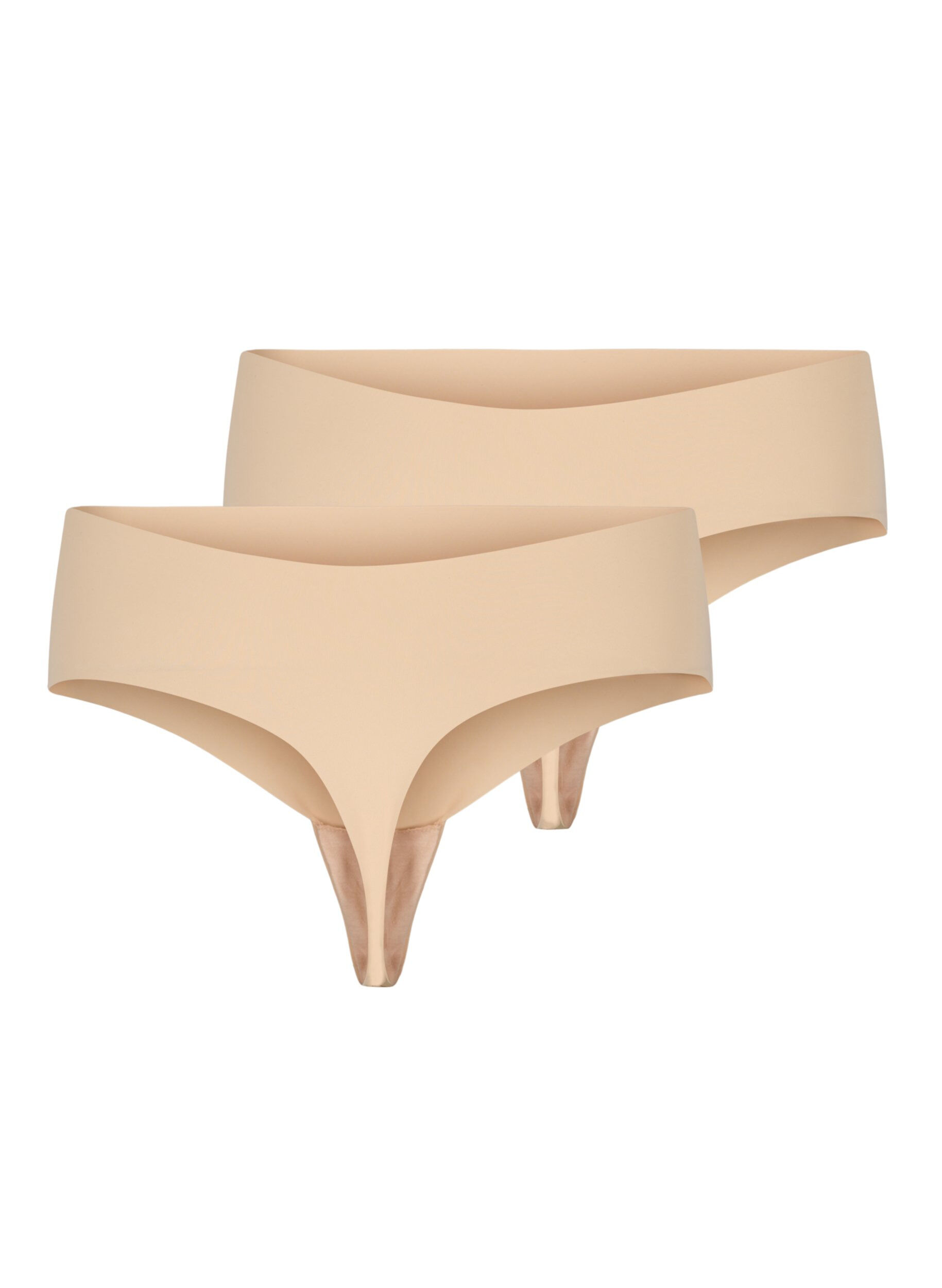 ZizziSet van 2 naadloze g-strings, Beige, Packshot image number 1