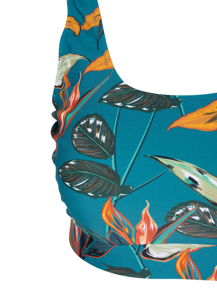 Bikinitop met print en ronde hals, Leaf Print, Packshot image number 2