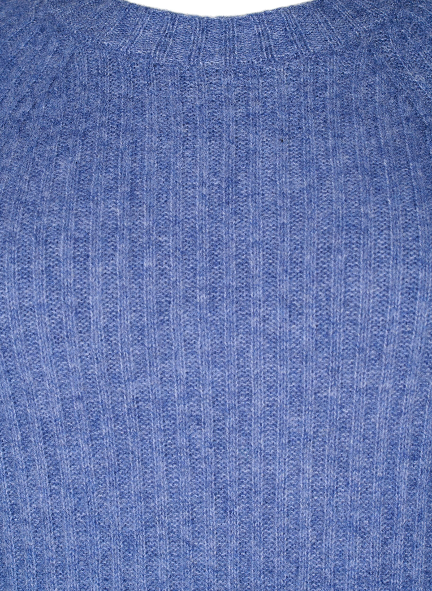 ZizziRibgebreide jurk met split, Gray Blue Mel., Packshot image number 2