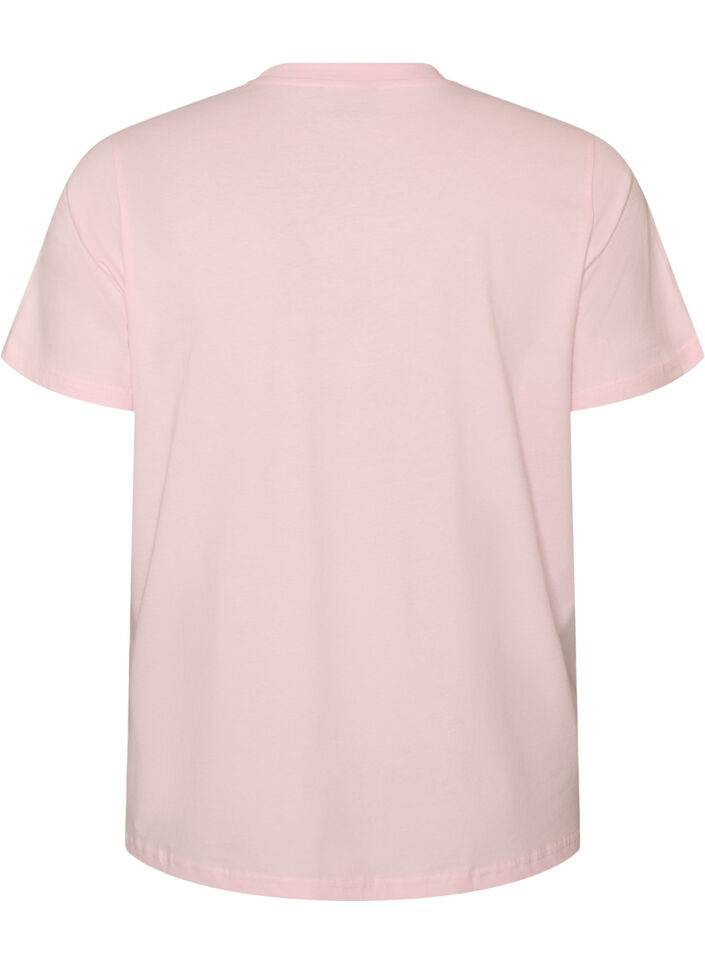 T-shirt en coton bio avec imprim&eacute; sur le devant, Rose, Packshot image number 1