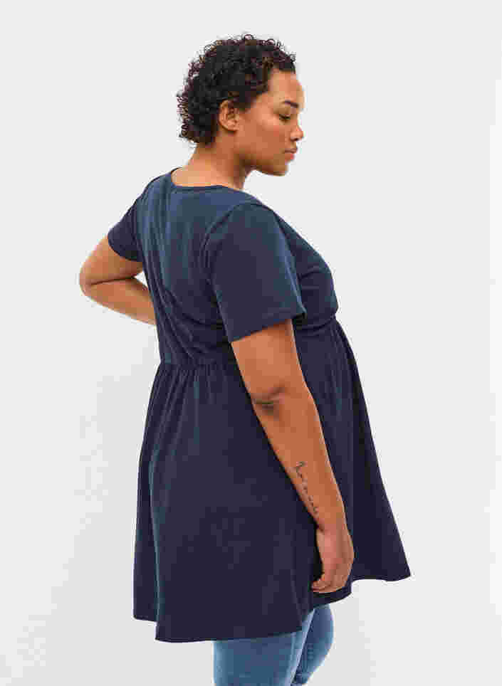 Zwangerschapstuniek met korte mouwen in katoen, Navy Blazer, Model image number 1