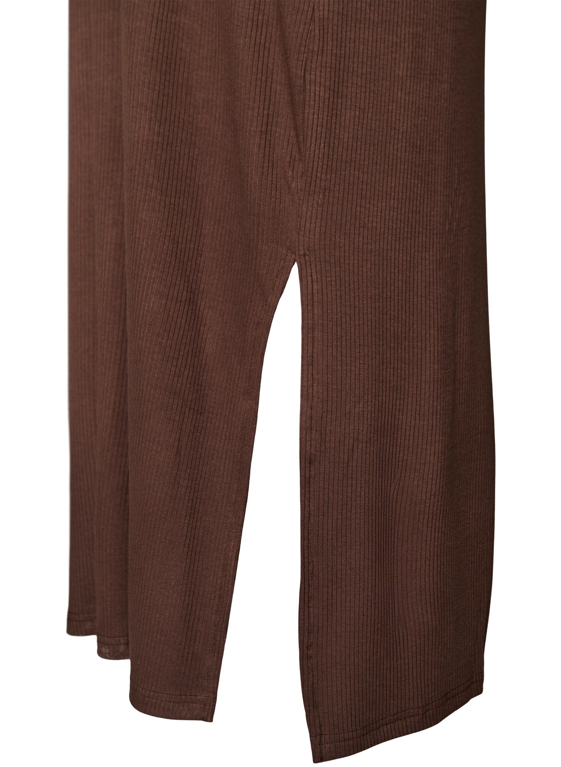 ZizziMouwloze ribjurk van viscose, Bruin, Packshot image number 3