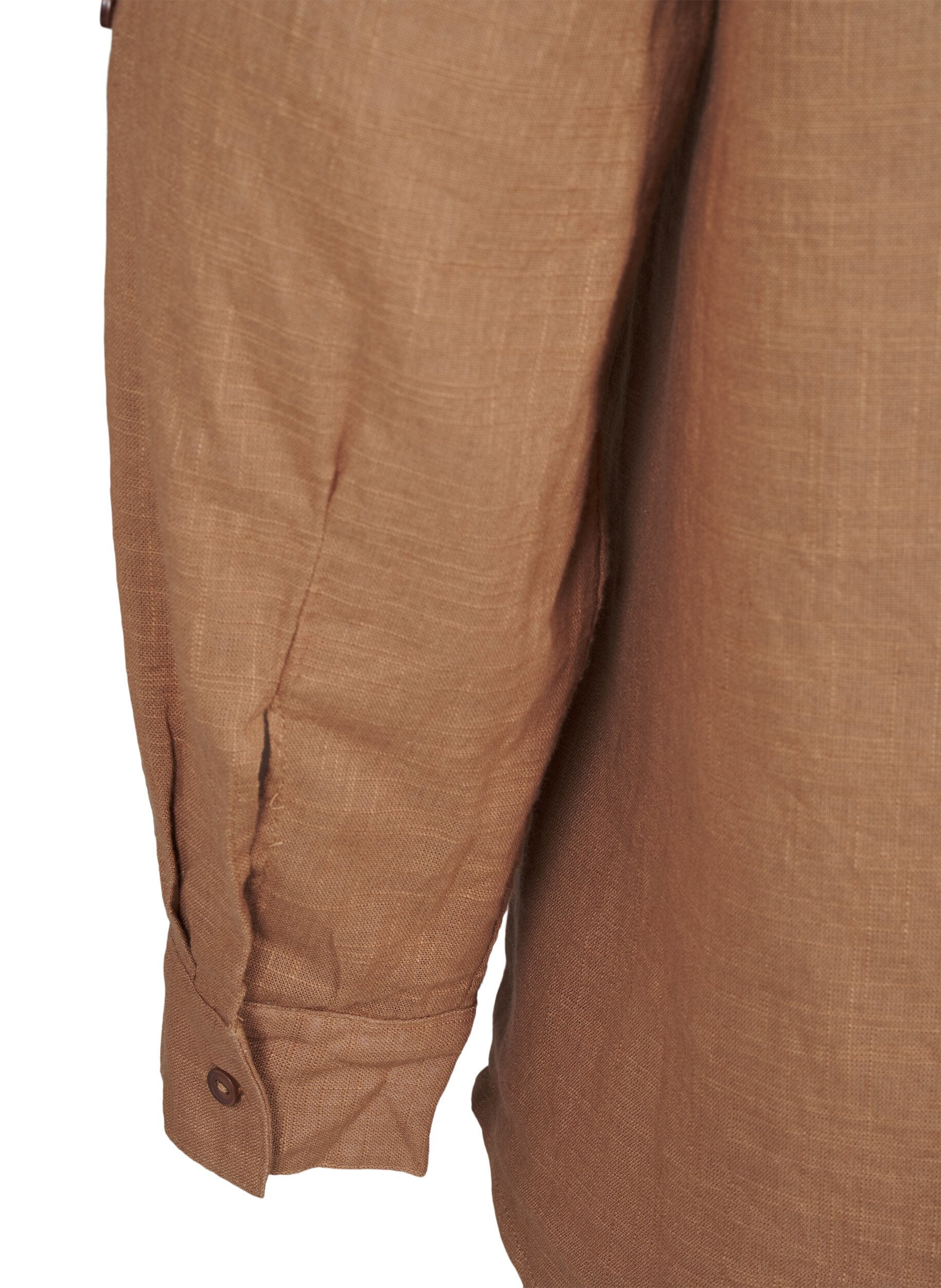 Zizzi Chemisier en coton &agrave; col en V, Coca Mocha, Packshot image number 3