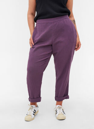 Pantalon en coton avec poches, Vintage Violet, Model image number 2