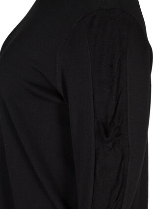 Pull tricoté en viscose à manches froissées, Black, Packshot image number 3