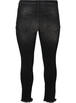 Cropped Nille jeans met gerafelde randen, Dark Grey Denim, Packshot image number 1