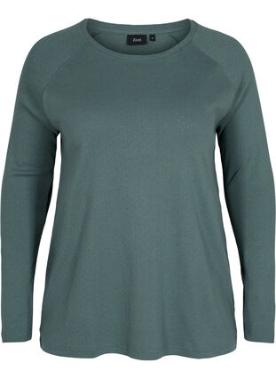 Pull en coton à manches longues avec un beau motif , Balsam Green, Packshot image number 0
