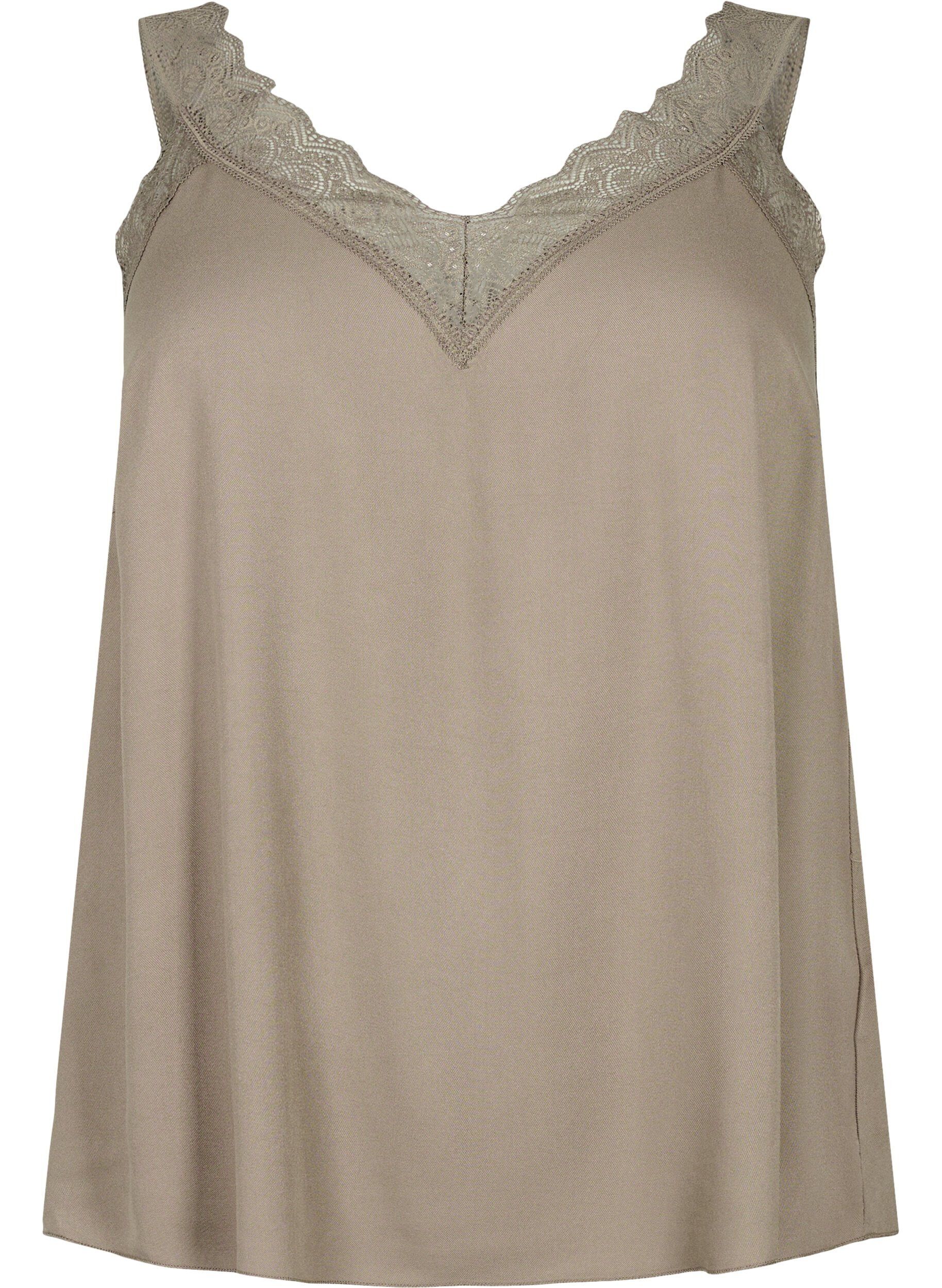 Zizzi Top avec dentelle en viscose, Falcon, Packshot image number 0