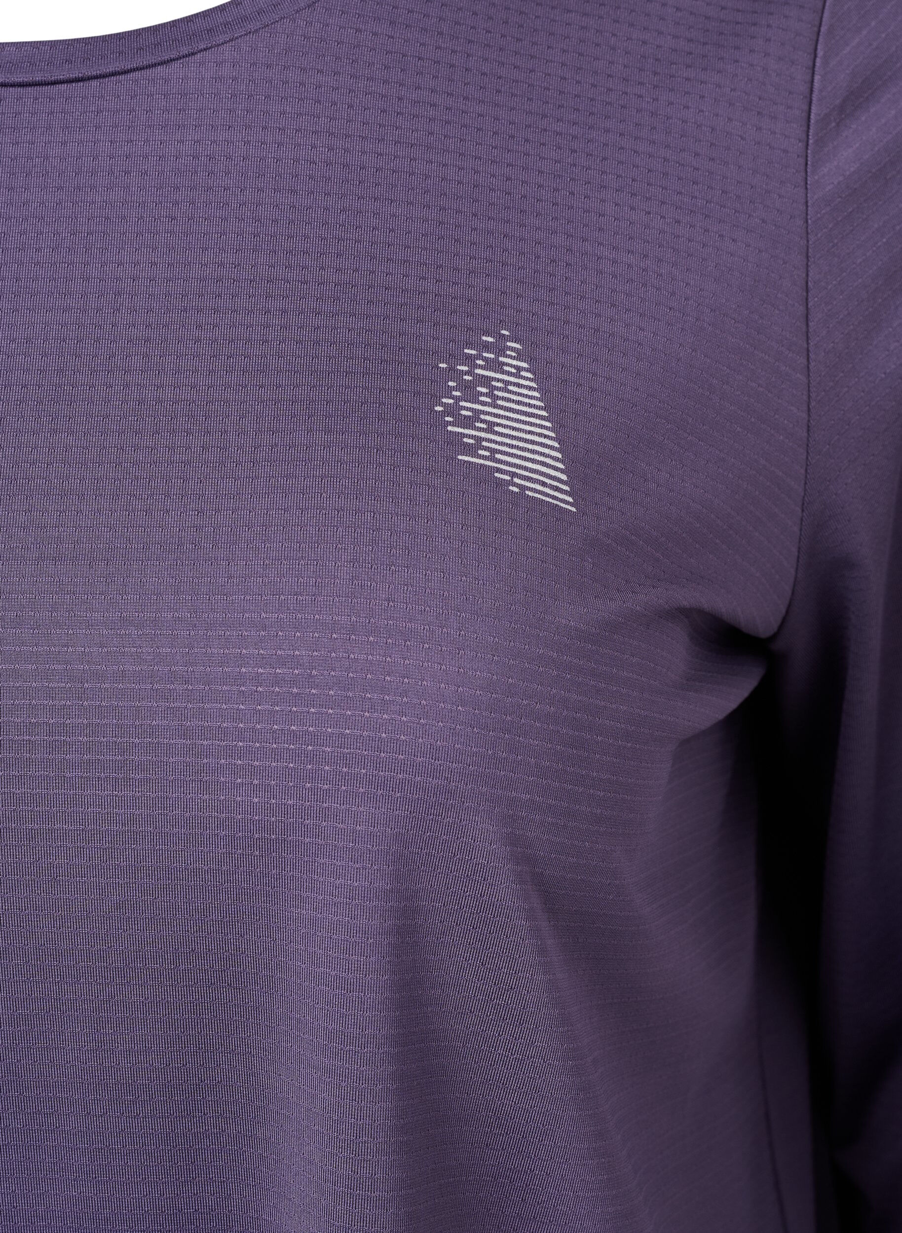 ZizziSportblouse met structuur en lange mouwen, Purple Plumeria, Packshot image number 2