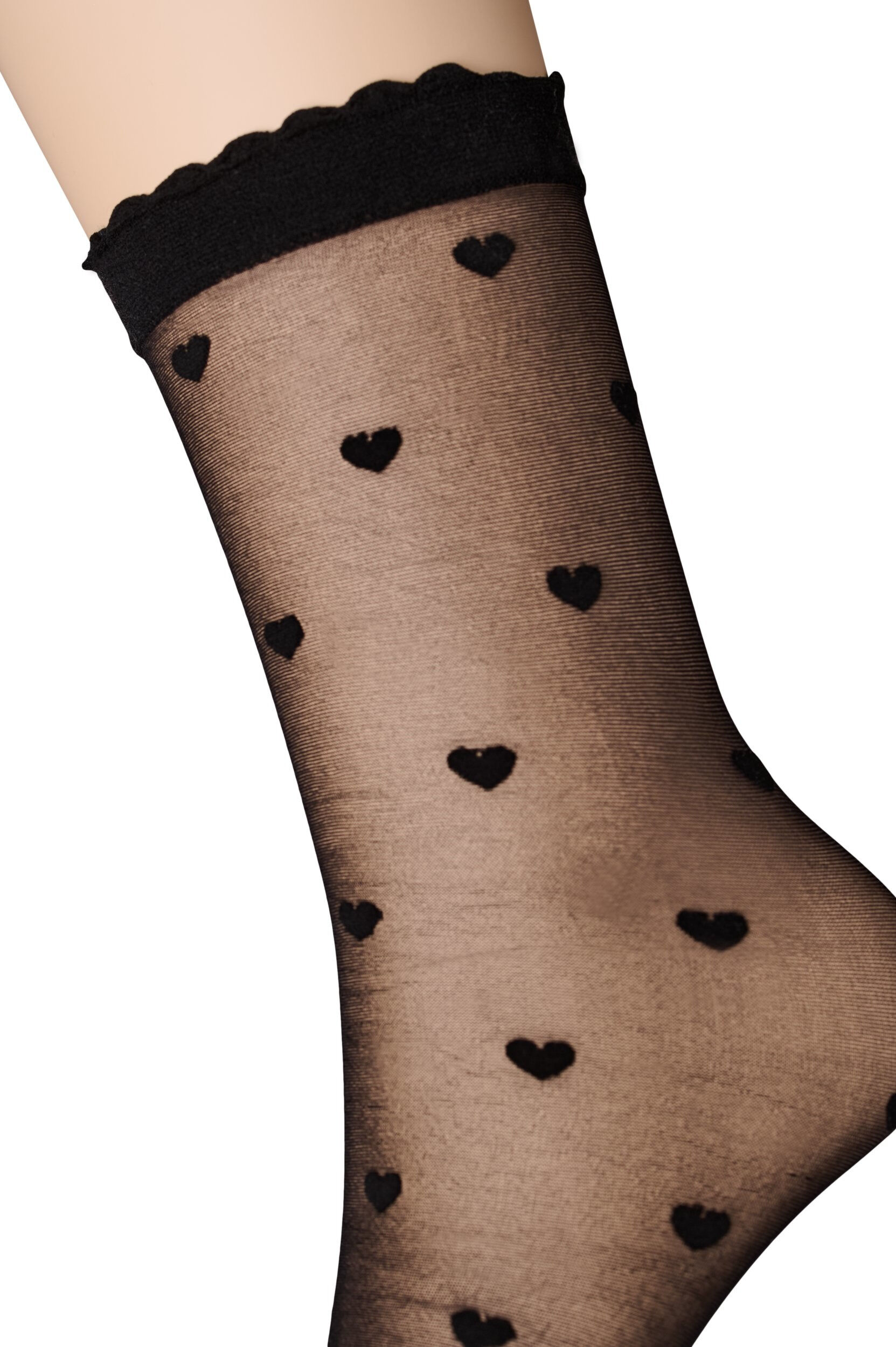 Zizzi Lot de 2 paires de chaussettes courtes &agrave; c&oelig;urs, Noir, Packshot image number 2