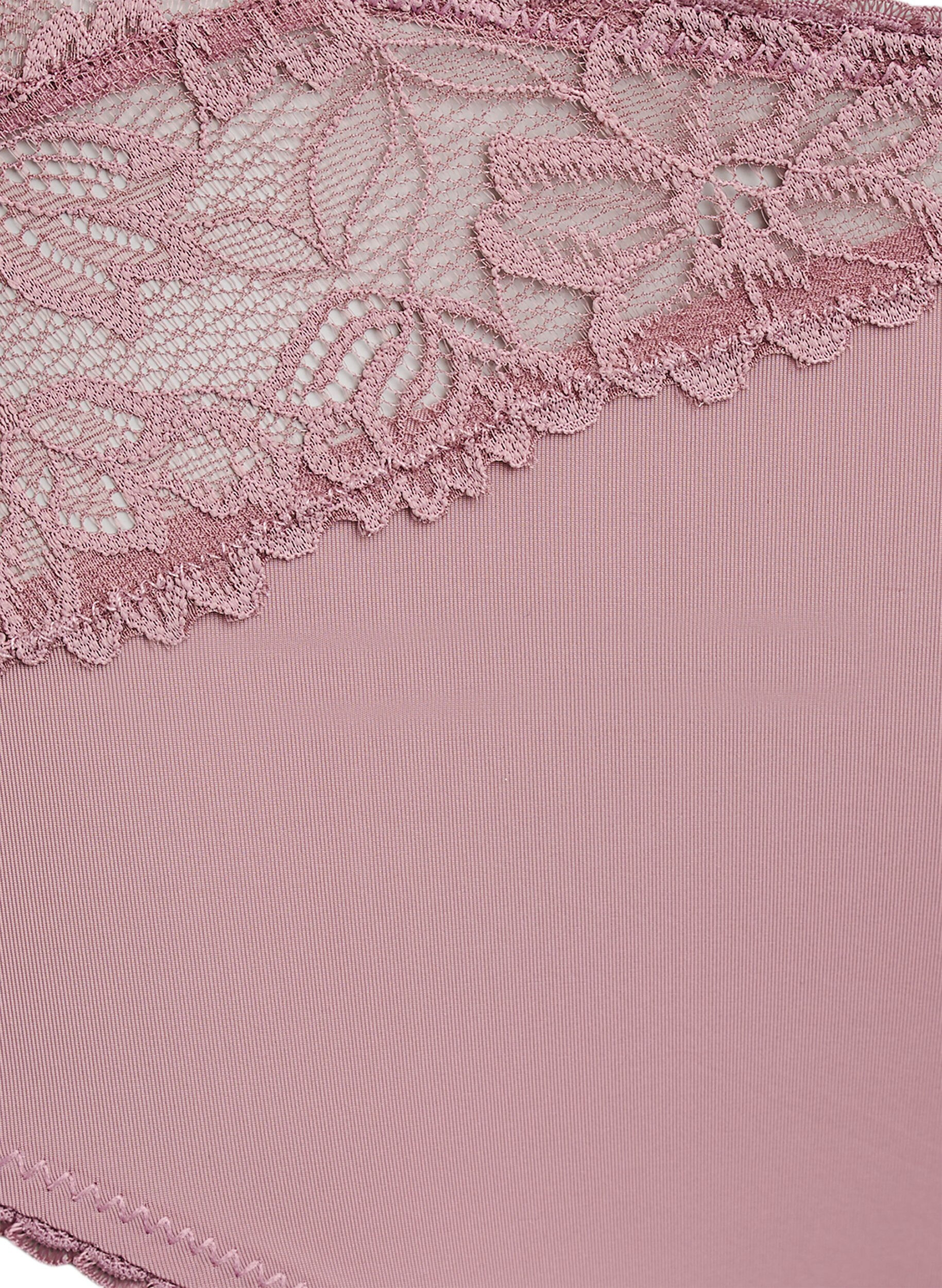 ZizziMicrofiber panties met kanten details, Roze, Packshot image number 2