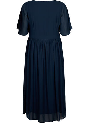 Maxi jurk met drapering en korte mouwen, Total Eclipse, Packshot image number 1