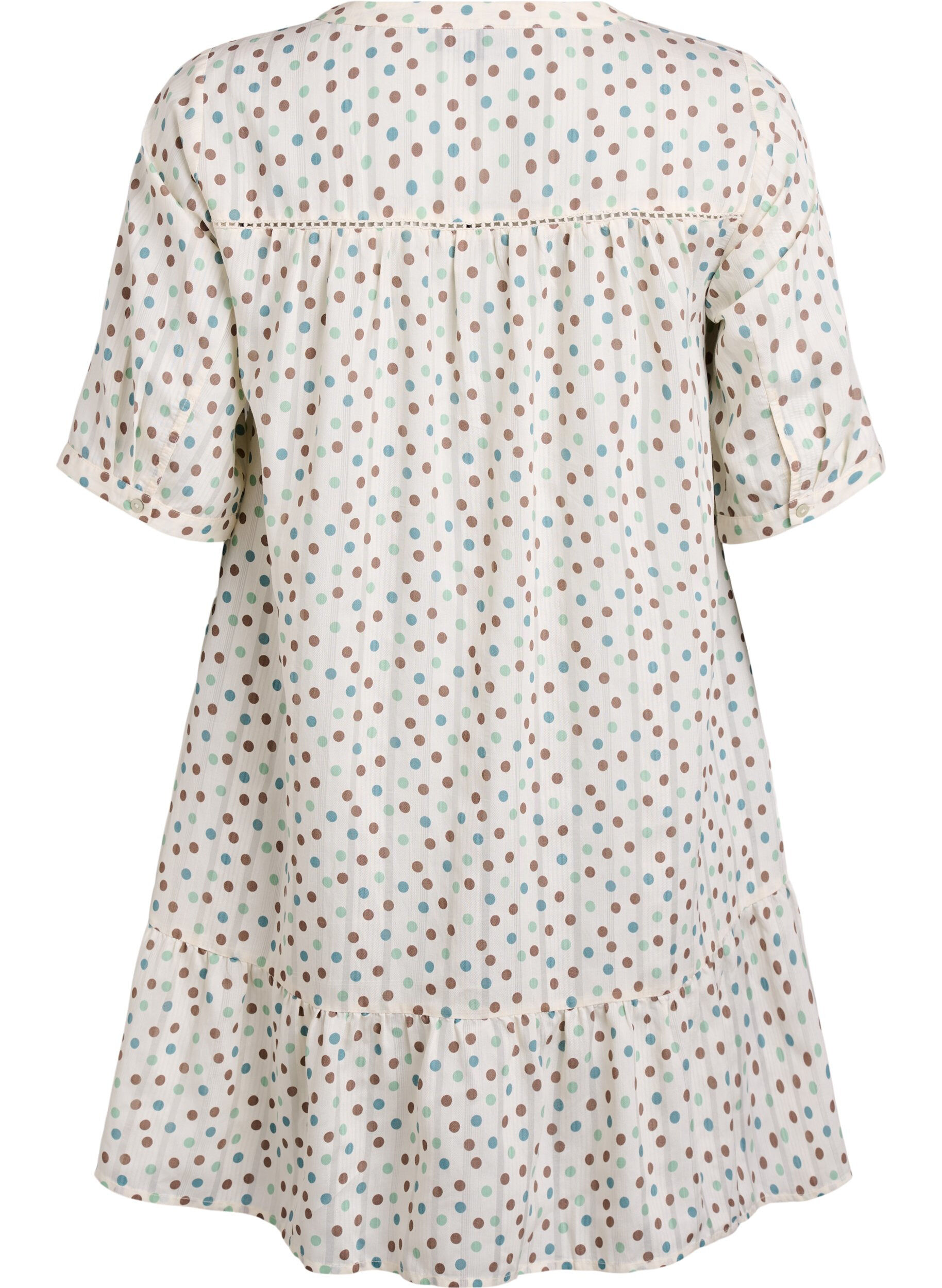 Zizzi Robe courte en viscose avec bordure en dentelle et coupe trap&egrave;ze, Blanc, Packshot image number 1