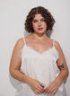 Top met bandjes en een kanten asymmetrische zoom, Vanille, Model image number 3