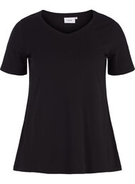 T-shirt en coton uni basique, Black, Packshot