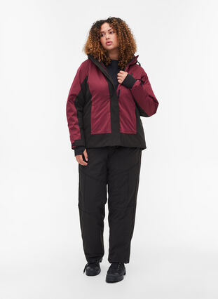 Veste de ski avec capuche amovible et bas réglable, Burgundy Comb, Model image number 3